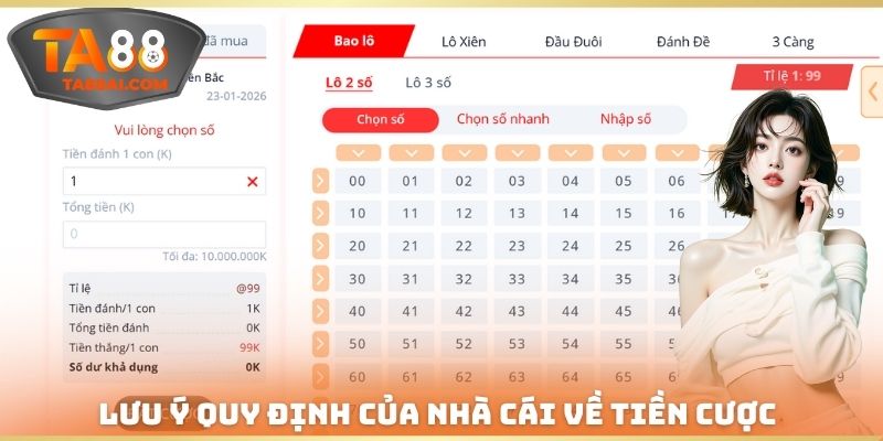 Lưu ý quy định của nhà cái về tiền cược