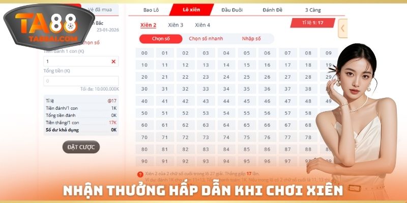 Nhận thưởng hấp dẫn khi chơi xiên